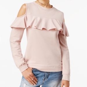 Polly & Esther Blush Pink Cold Shoulder Sweatshirt
